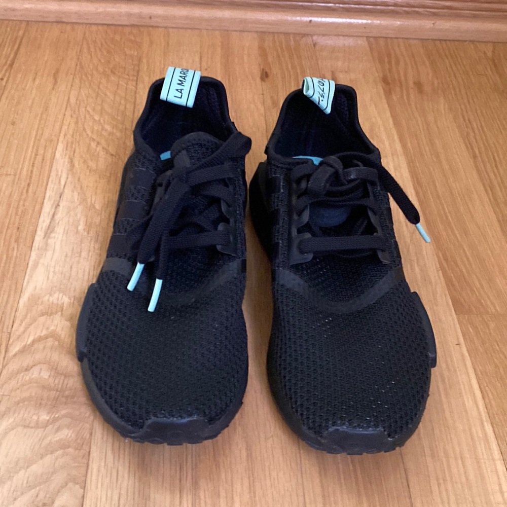 Adidas NMDs unisex sneakers size 6 1/2. Black/mint green